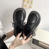 Black Big Head and Small Leather Shoes Women's Spring 2025 New Japanese Jk Loafers British Style Muffin Platform Shoes