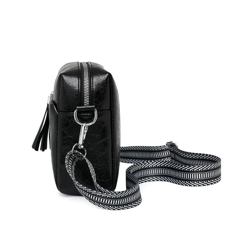 Bag women's new retro style fringed accessories double zipper bag adjustable shoulder messenger bag