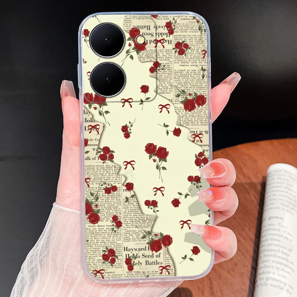 Phone Case For Vivo Y100i Y200i Y300i Y500i 5G Vintage Angel Soft Transparent Silicone High Quality Shockproof Funda