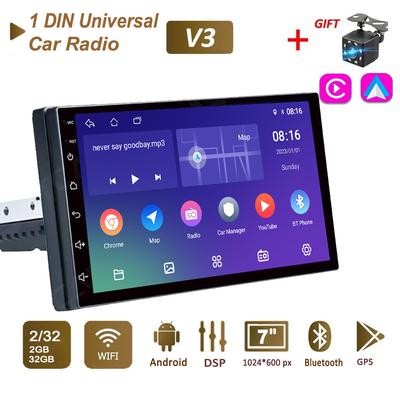 Universal 1 Din 7 "2 + 32G Android Radio Auto Android Auto Player Unterstützung Spiegel Link Rückansicht WIFI GPS BT FM Lenkradsteuerung