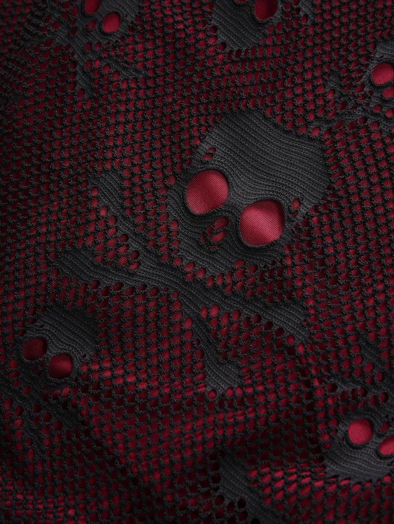 Rosegal Halloween Vampire Costume Gothic Plus Size Lace-up Cross High Low Skulls Mesh Rivet Lace Trim Asymmetrical Tank Dress