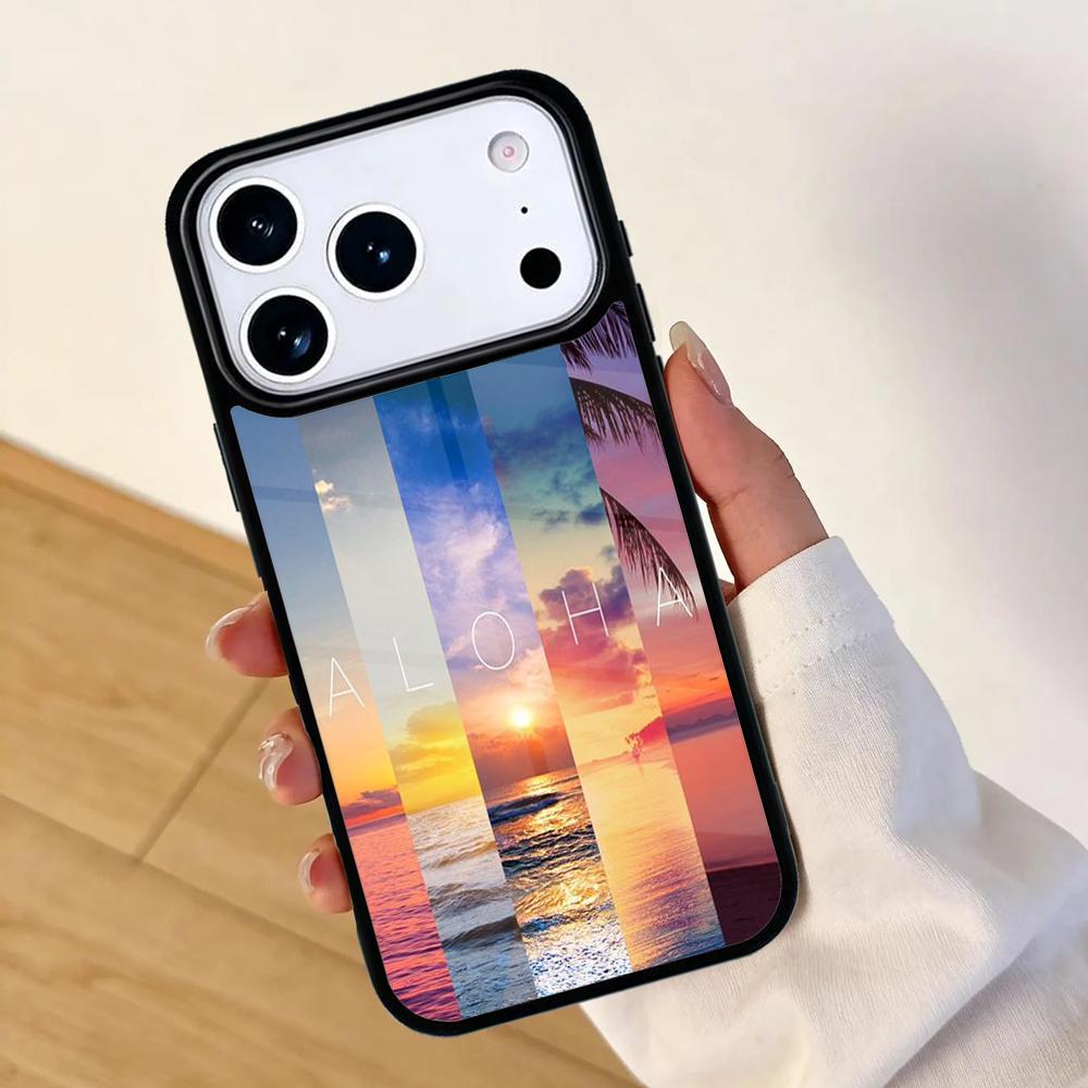 Aloha Hawaii Hawaiian Beach Palms Mobile Phone Case for IPhone 17 AIR 16pro Max 15 14 13 12 11 Bumper Cover