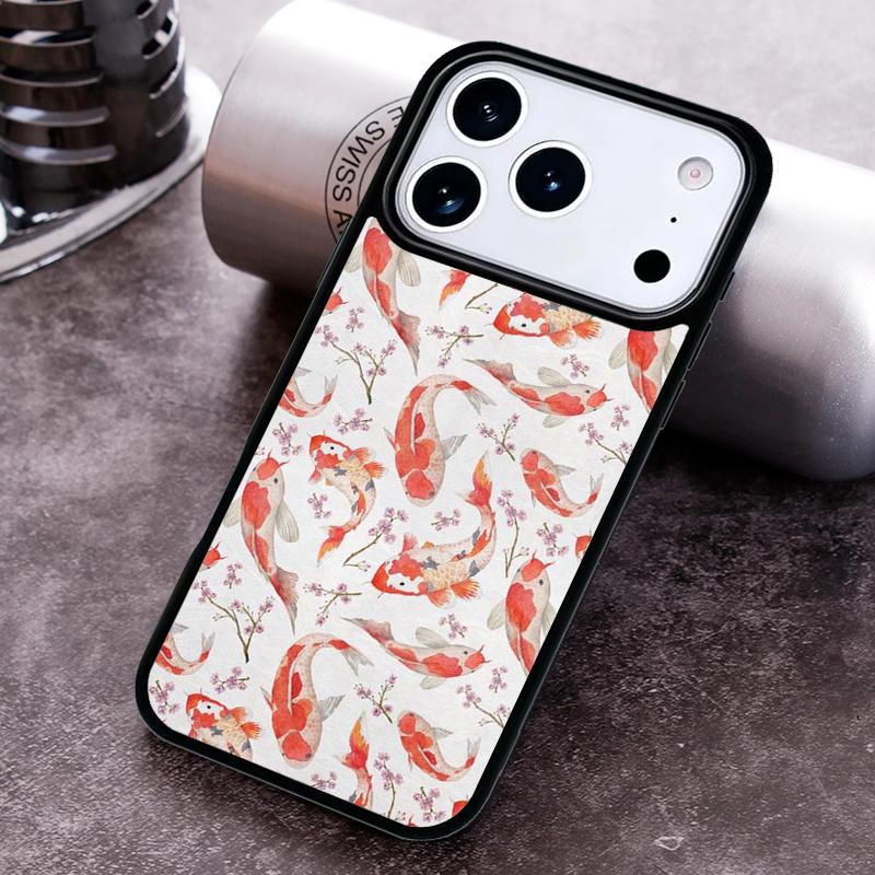Japanese Koi Fish soft Phone Case for iPhone 17 16 15 Pro Max Air 14 13 12 11 Plus Shockproof Cover