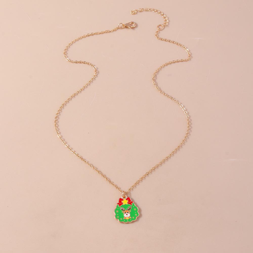 Trendy Christmas Necklace with Santa, Wreath, and Snowman Pendants