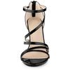 Allegra K Women's Open-Toe Strap Ankle Strap Back Zip Stiletto Heel Sandals, Black, Size 25.5cm