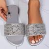 Sliver Shiny Crystal Flat Slippers for Women Plus Size Light Comfort Platform Slippers Woman 2025 Summer Non Slip Beach Shoes