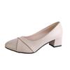 Coarse heel single shoes women's new spring and summer soft leather soft sole commuting women's shoes square head gentle Mary Jane shoes