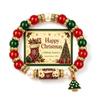 Santa Claus Beaded Bracelet Crystal Pearl Women Bangle Christmas Themed Christmas Bracelet  Girl