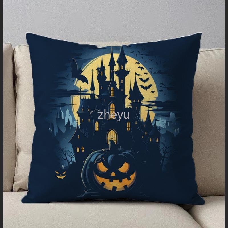 Halloween Party Decoration Pillowcase Ghost Pumpkin Castle Pillowcase Suitable for Home Living Room Sofa Room Decorations