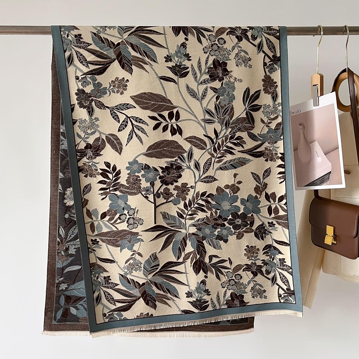 

Китайский двусторонний шарф-плащ из искусственного кашемира, осенне-зимний, толстый, теплый, шарфы, бандана, шаль, мусульманский фолард для женщин 66X186cm