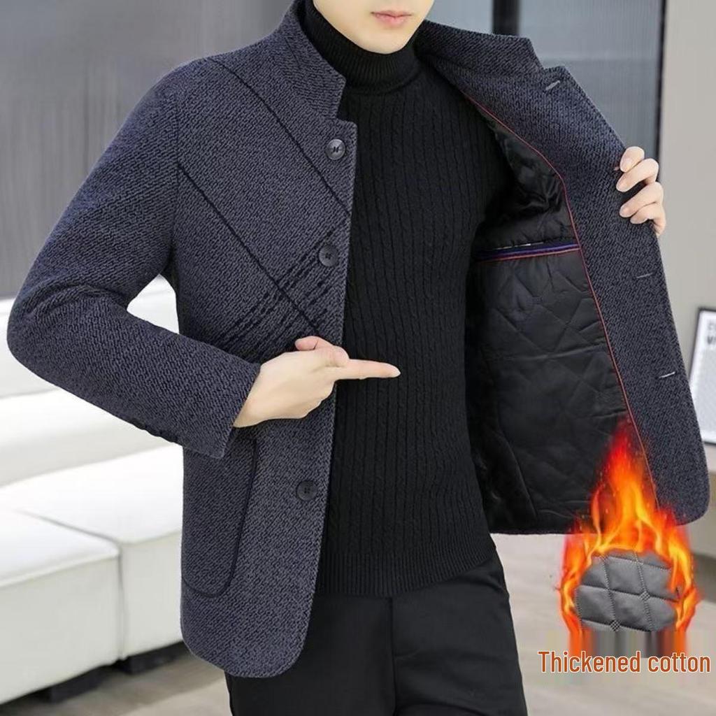 Herren Herbst Hochwertige Stehkragen Anzugjacke für Mittleren und Jungen