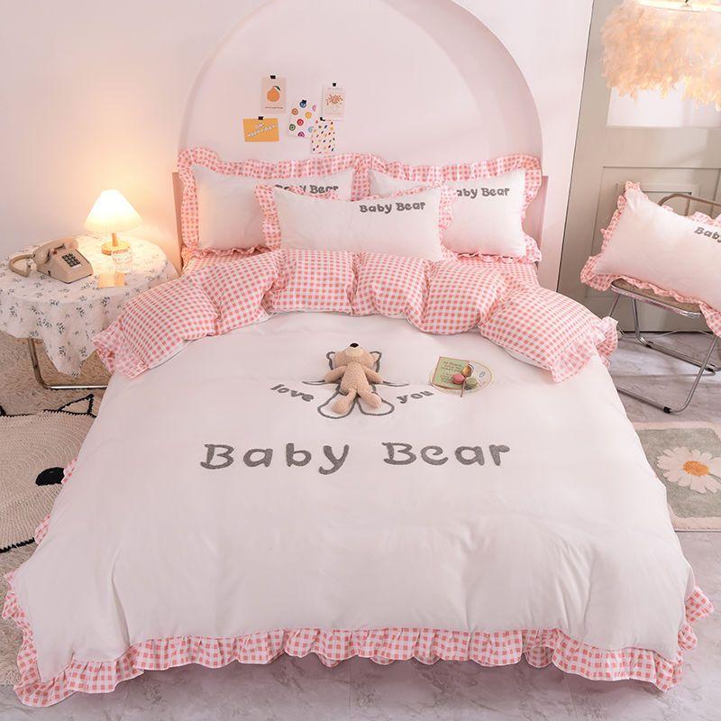 Vier-Jahreszeiten Universell Koreanische Version Tagesdecke Vierteiliges Set Mädchenherz Prinzessinnenstil Dreiteiliges Set Bettlaken Bettbezug