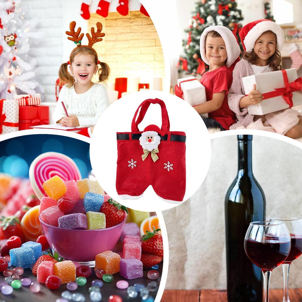 Christmas Snack Bags Santa Pants Basket Christmas Party Bags For New Year Parties Family Gatherings Celebrations Holiday