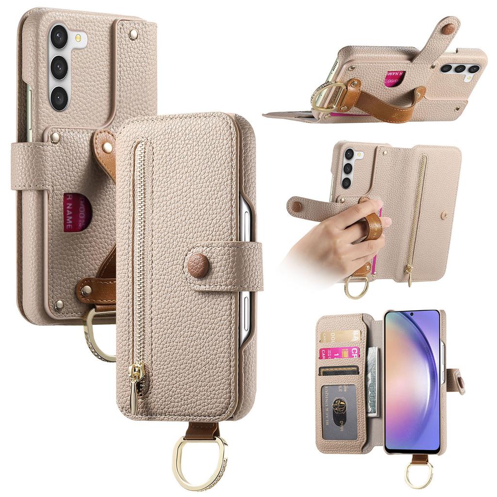 For Samsung Galaxy S23+ Case RFID Blocking Zipper Wallet PU Leather Mobile Cover