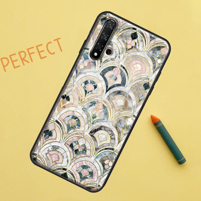 Muted Moroccan Mosaic Tiles For Huawei Nova 12s 11i 7i 8i 12i Y73 Y70 Y90 Y60 Y72 Y61 Y91 9 10 SE P40 Lite P30 Pro Case