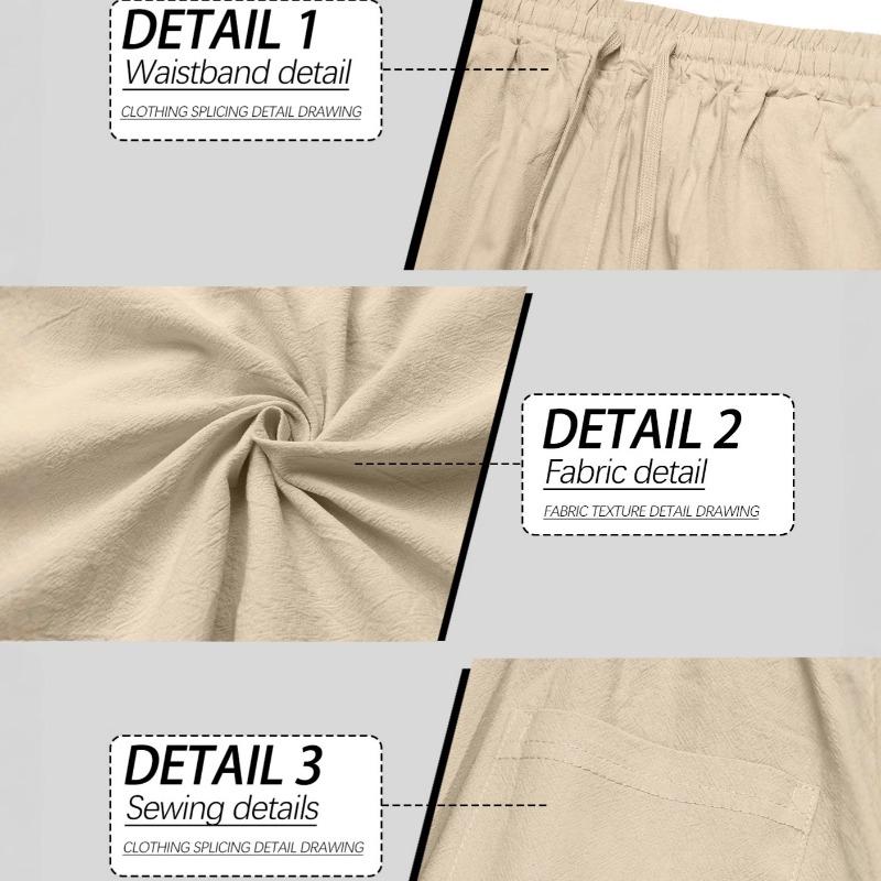 Spring and summer men's trousers solid color thin cotton and linen casual straight pants high waist shows long legs
