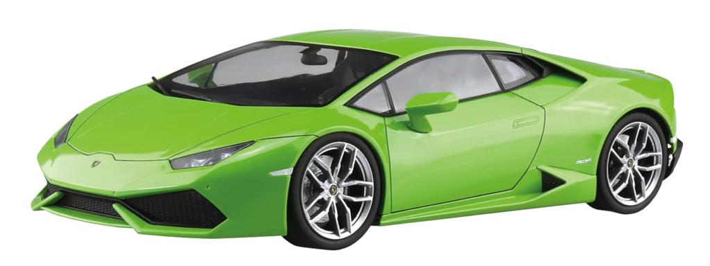 AOSHIMA Prepainted Model Series 2014 Lamborghini Huracan Green Painted Plastic Model White 1/24 04-A