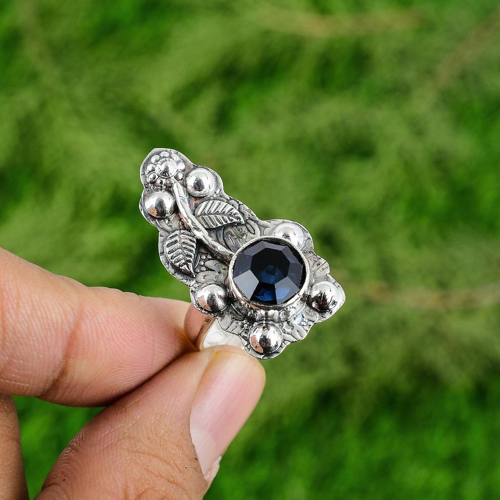 Natural Tanzanite Quartz 925 Silver Solitaire New Flower Birthday Statement Ring