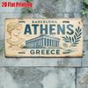D Flat pc Architectural  Scene Metal Sign Decorative Sign Plaque Vintage Aluminum Sign for Historical Spaces Reading Areas