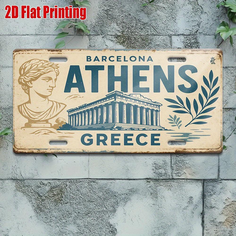 D Flat pc Architectural Scene Metal Sign Decorative Sign Plaque Vintage Aluminum Sign for Historical Spaces Reading Areas 15x30cm(5.9x7.8inch)