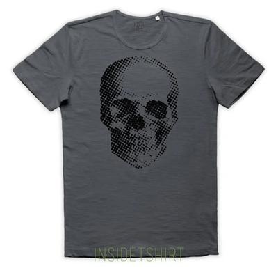 DIGITALES SCHÄDEL T-SHIRT Optische Täuschung Jersey T-SHIRT mit Totenkopf MANN