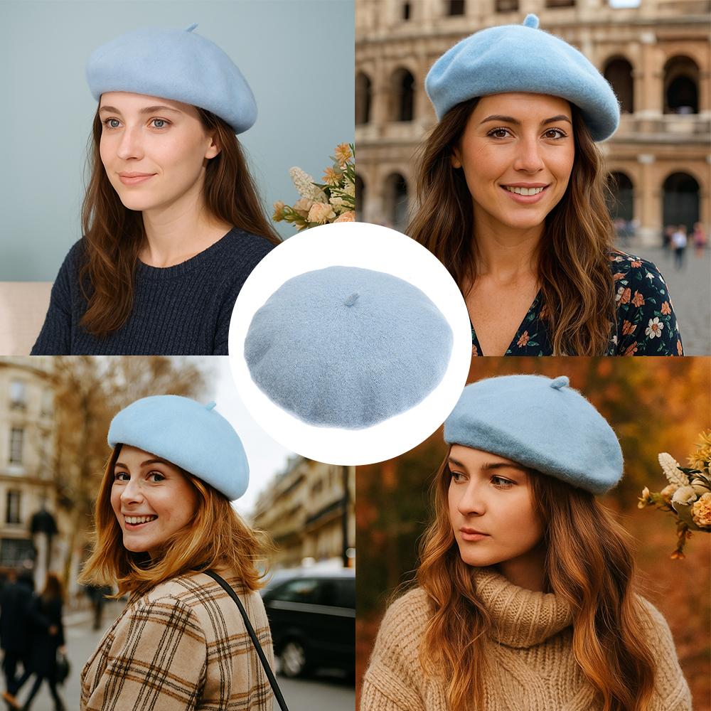 French Baggy Winter Warm Wool Beret Cap Flat Cap Hat Autumn Beret Hat Felt Berets