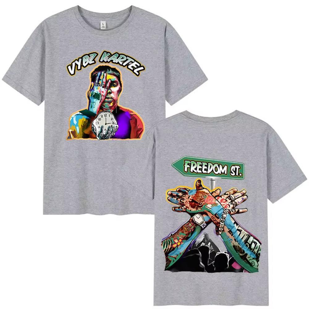 Rapper Vybz Kartel 2025 New Album Graphics T Shirts Men Fashion High Quality Cotton T-shirts Hip Hop Gothic Short Sleeve T Shirt