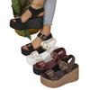 Summer New Slope with Fish Mouth Thick Bottom One Word Women's Sandals Belt Buckle Women's High Heels Sandals Women's Pumps