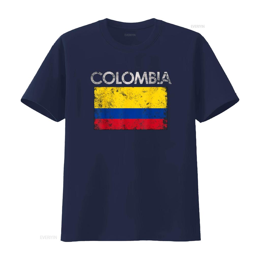 Vintage Colombia Colombian Flag Pride T Shirt vintage Washed Stretched Stylish homme Casual designer clothes Soft Comfortable