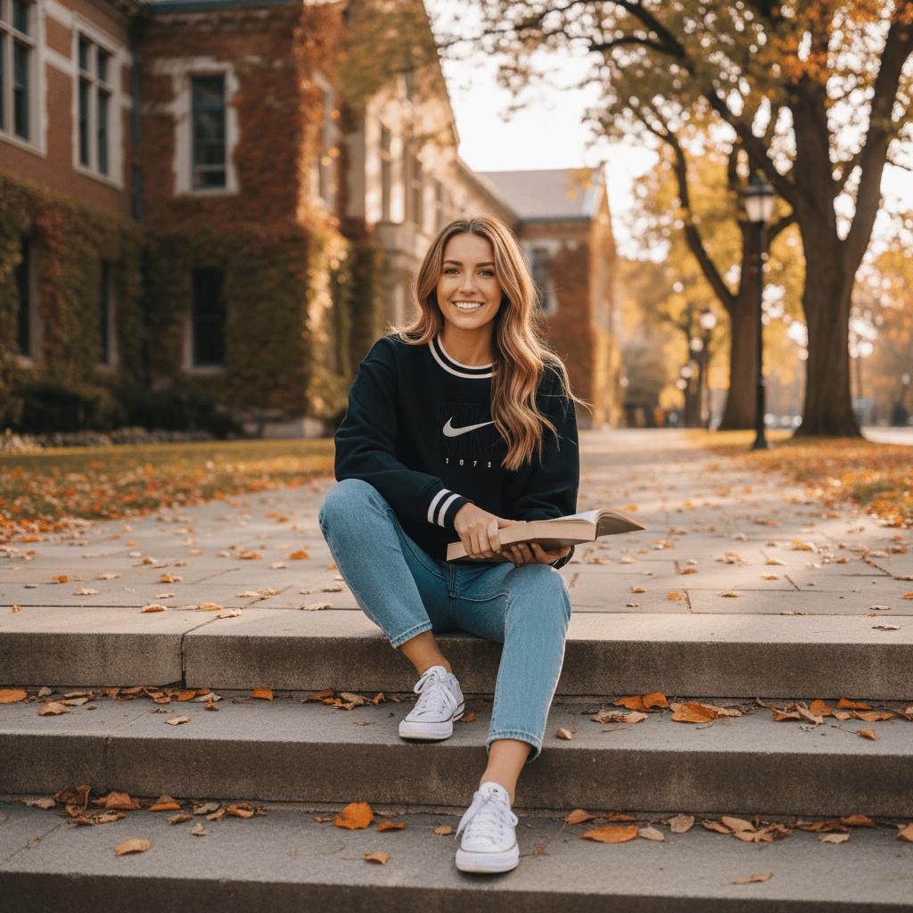 Nike 1972 College Style Fashion Striped Pullover Long Sleeve Sweatshirt Women Sweatshirt Black HJ0950010