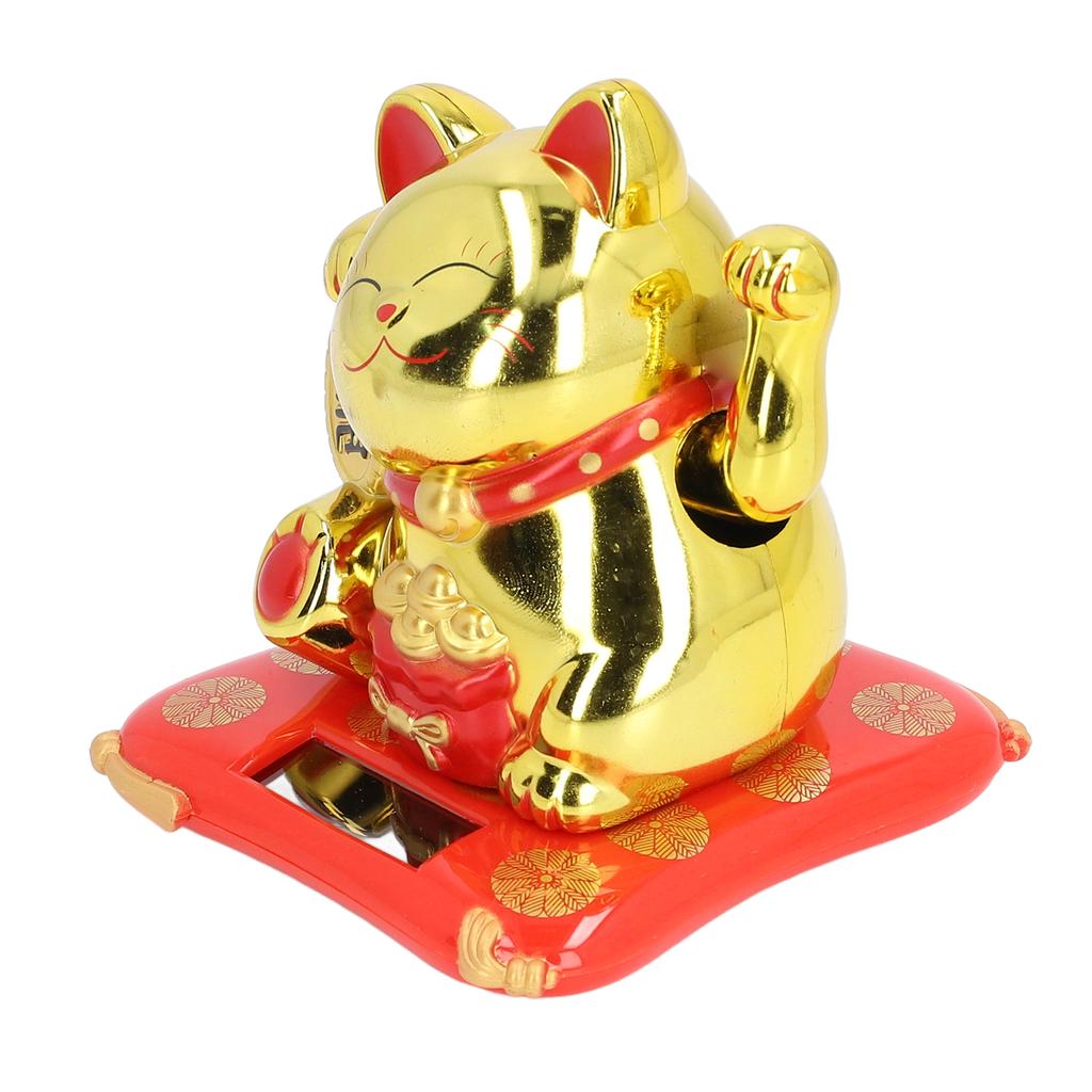 Szczęśliwy Machający Kot Zasilany Energią Słoneczną Machający Ręką Kot Szczęścia Realistyczny Plastikowy Ornament Kota Witającego Bogactwo