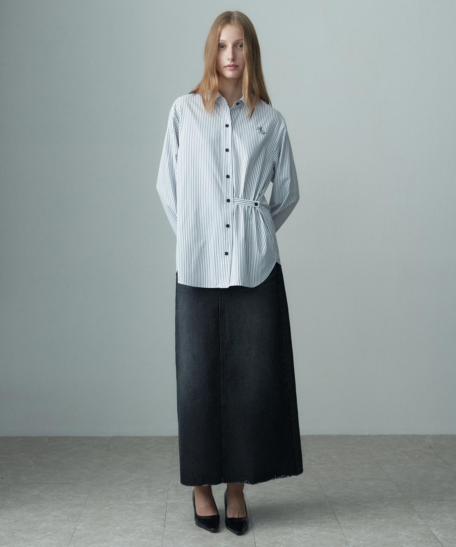Rie 3Way Stripe Embroidered Shirts Navy/S_M