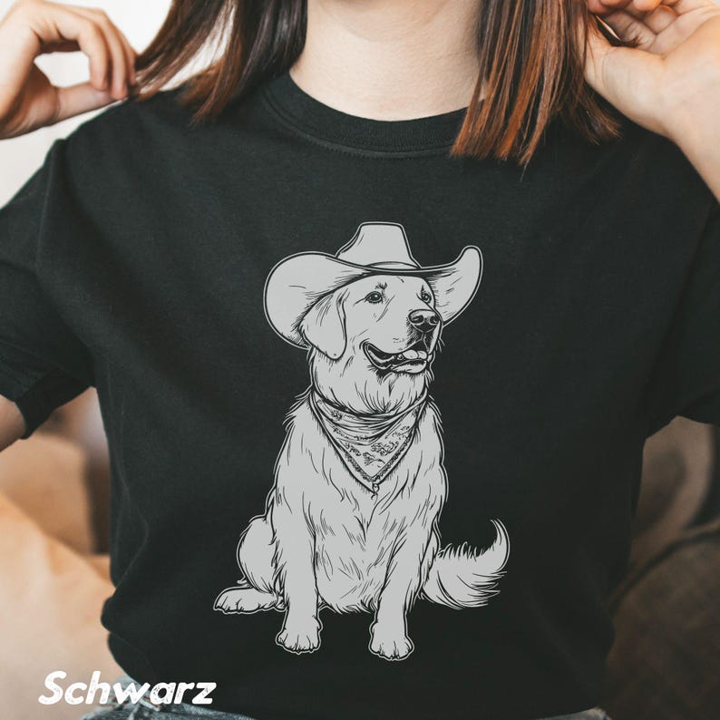 Cowboy Golden Retriever Dog Tshirt Unisex Golden Retriever Gift Dog Mom Tshirt Gift Dog Owner Howdy Retro Western Shirt