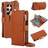 Applicable to iphone15 multi-function ring zipper crossbody wallet case apple 15pro multi-card leather case