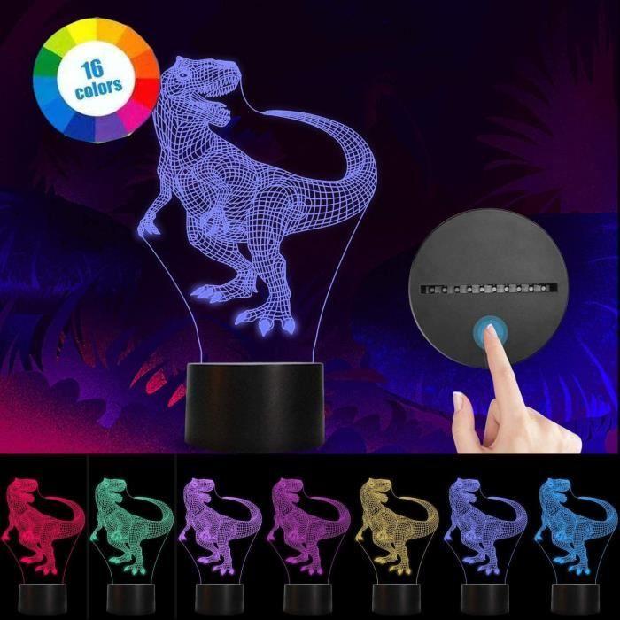 Veilleuse 3D - AIRUEEK - Dinosaure - LED - Télécommande - 16 Couleurs