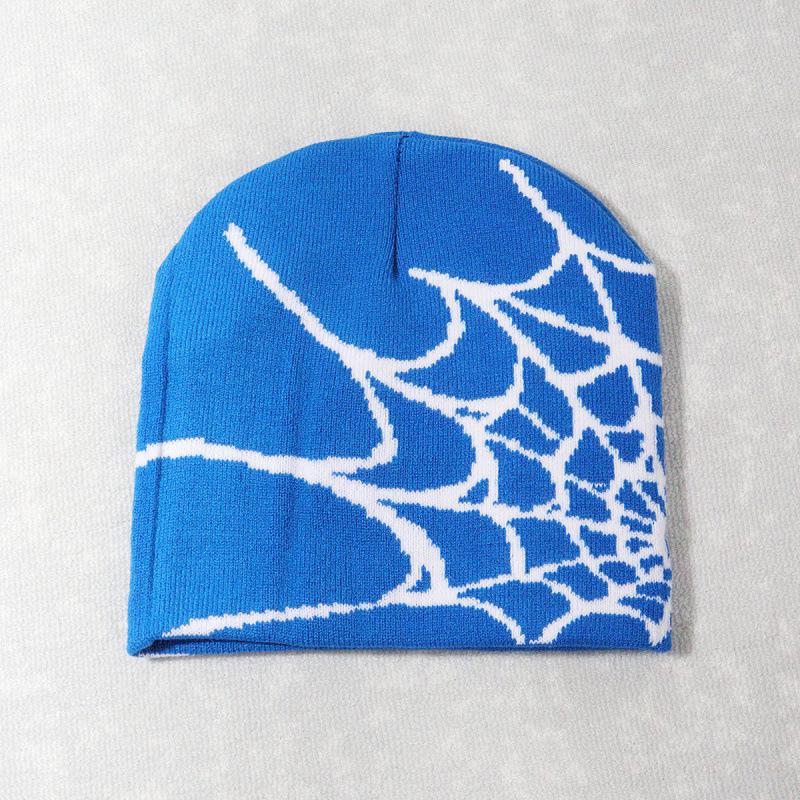 Retro Gothic Spider Web Jacquard Beanie for Women Men Caps Unisex Knitted Warmer Hip Hop Unisex Elastic Knit Hat Skull Cap
