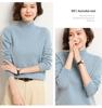 Women's 100% Wool Thickened Saddle Shoulder Sweater – Soft and Warm Half-High Neck Knitwear for Autumn and Winter