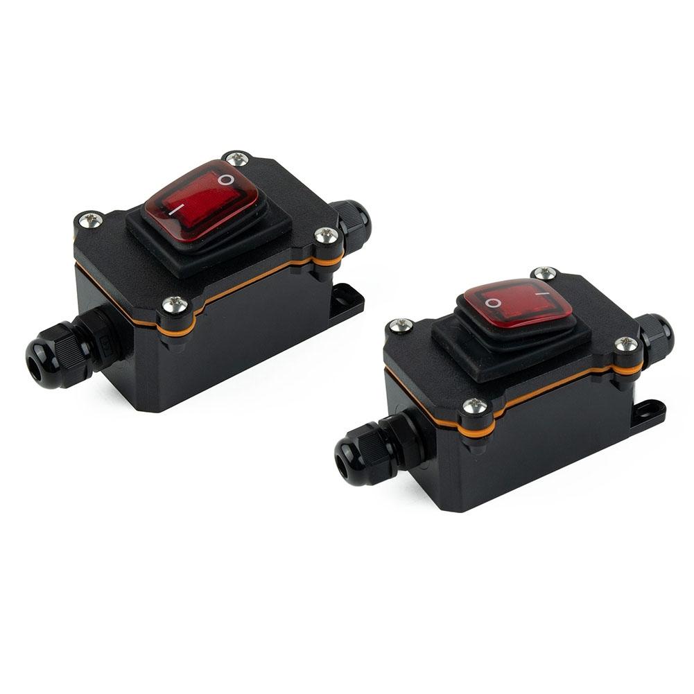 220V Waterproof Switch 24V 4 Feet 2 Gears IP65 Red With Light