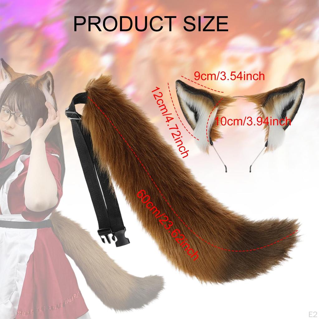 Ears and Tail Headwear Realistic Adjustable Belt for Women Cosplay Props