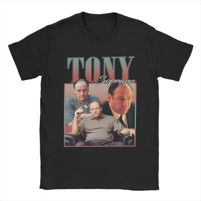 Novelty Tony Soprano Movie T-Shirt for Men Crewneck Cotton T Shirt Short Sleeve Tees Gift Idea Clothing