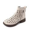 Fashion GKTINOO 2025 Summer Ankle Boots Genuine Leather Shoes Women Mid Heels Sandals Side Zip Boots Cutout Breathable Mujer Zapatos