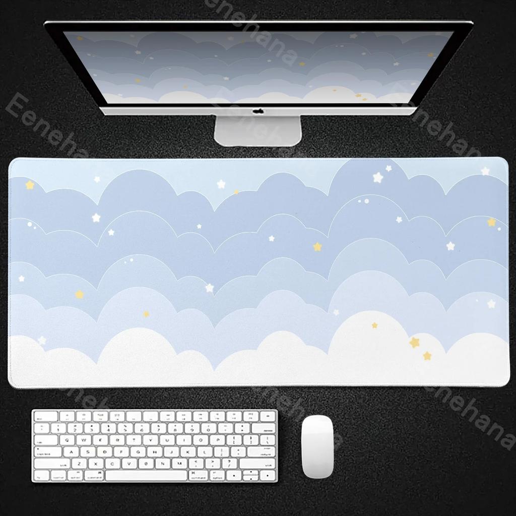 Light Blue Pink Clouds Mouse Pad Desk Mat Kawaii Purple Cute Rubber Pad Extended Pad Gaming Keyboard Mats Large XXL Girl Carpet
