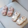 Toddlers Kids Beach Shoes for Girls Princess Bow-knot with Lace Children Pearl Beading Summer 2025 New Sandals Elegant Sweet Hot
