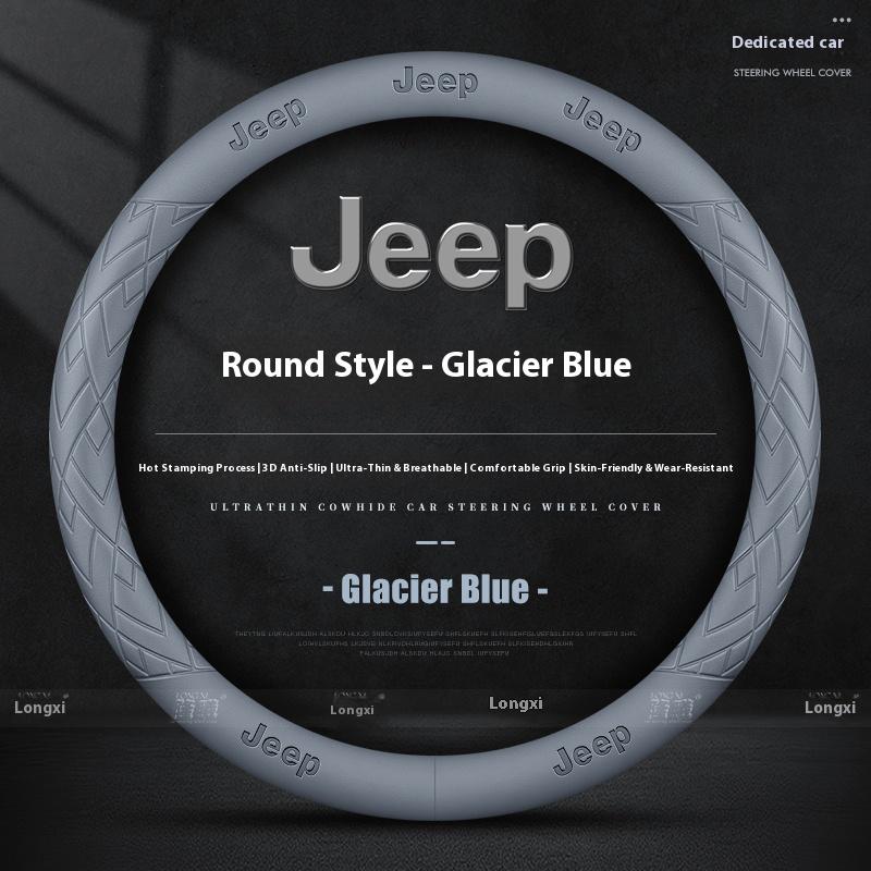 Car Anti-Slip Leather Steering Wheel Cover Jeep Wrangler JK Patriot Commander Grand Cherokee Compass Wagoneer Gladiator Renegade