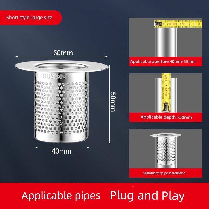 304 Stainless Steel Floor Drain Deodorizer, Sewer Filter Net, Anti-Clogging Device, Efficient Drainage, Universal for Sinks