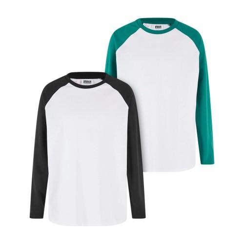 Urban Classics Boys Organic Oversized Raglan Long-Sleeved T-Shirt (Pack of 2)