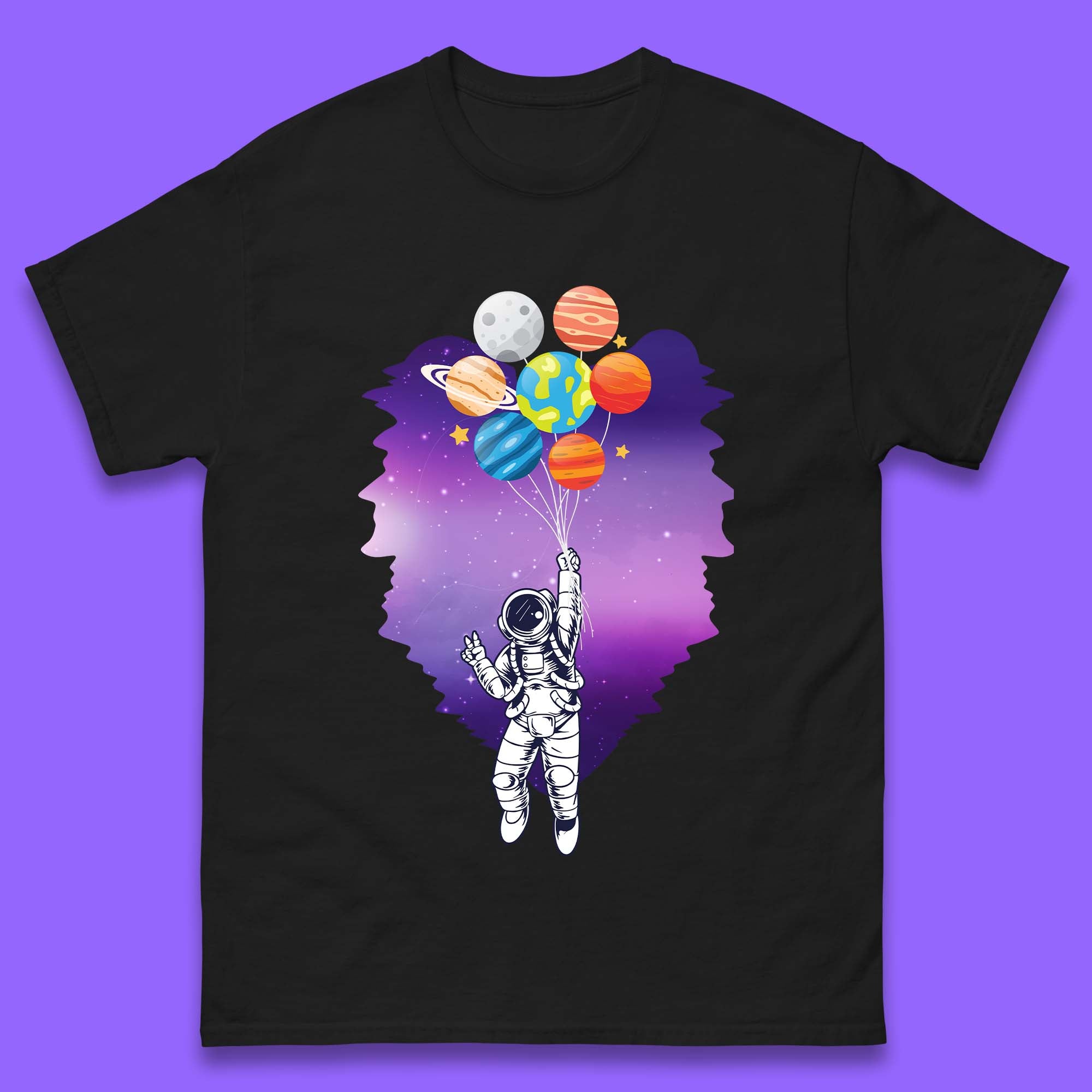 Astronaut Space Planets Balloons Mens T-Shirt Womens Tops Tees XL