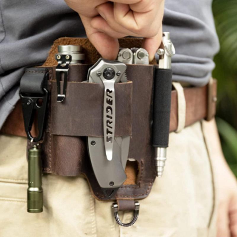 EDCs Organizer Sheath Leather EDCs Tool Holster MultitoolSheath High Capacity Cowhide Holster Holster For Knives Car Key