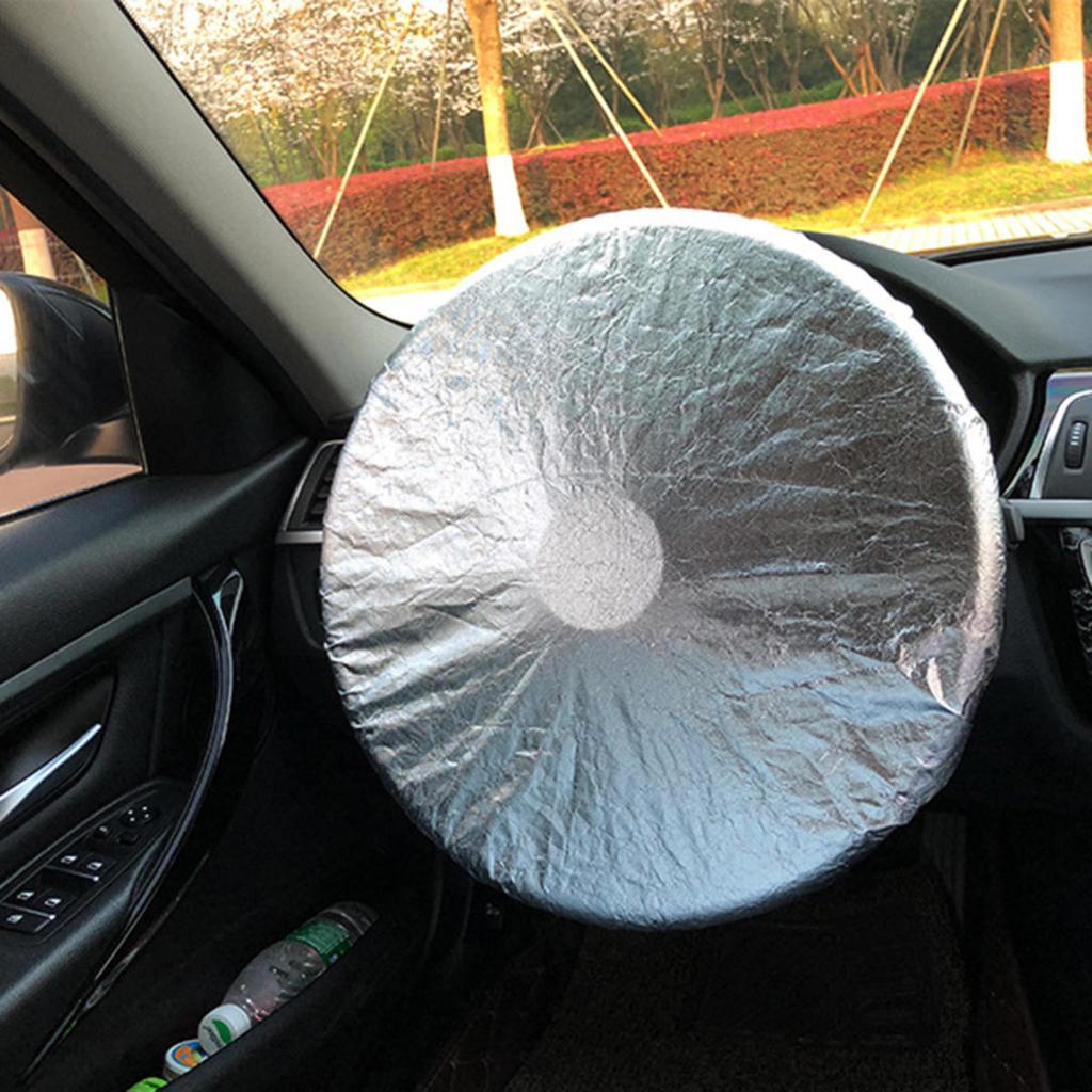 Car Steering Wheel Sun Block Silver Coated Cloth Sun Shade Cover Auto Steering Wheel Sheath Sunscreen Insulation Accessories