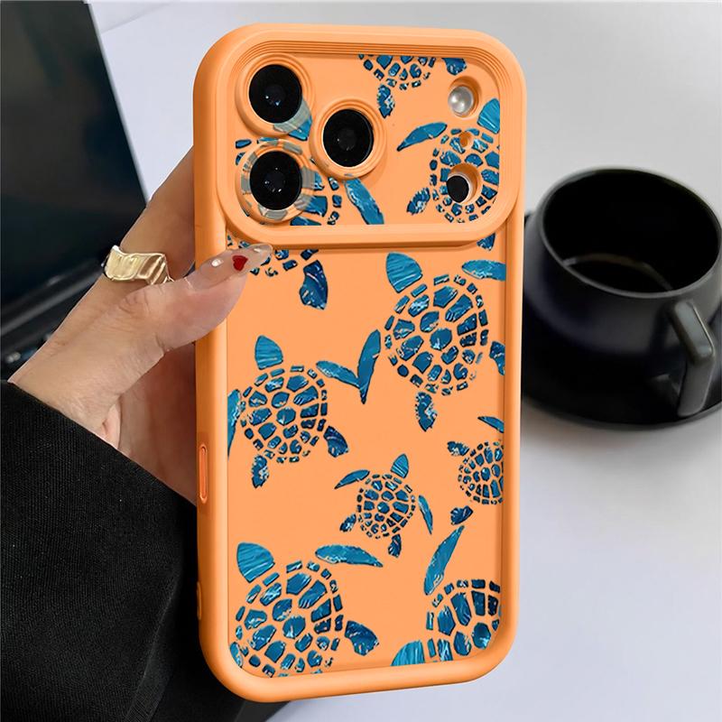 Sea Turtle Pattern Matte TPU Cover Shell For iPhone 16E 16 17 Pro 15 Pro Max 14 13 12 11 Soft Shockproof Lens Protection Phone Case
